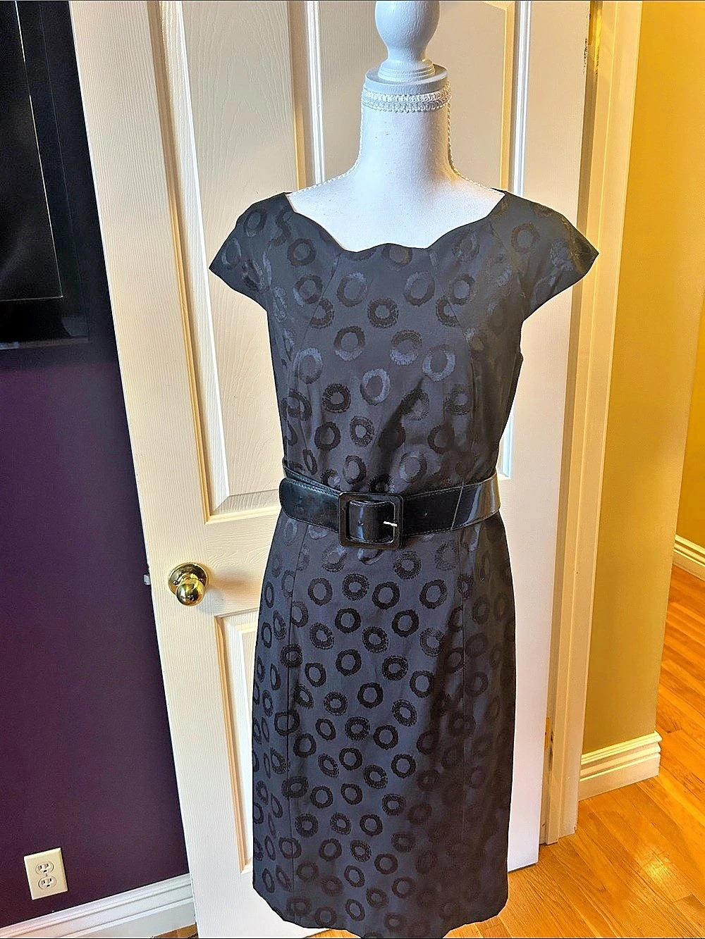 Jax Black Abstract Midi Dress Like New